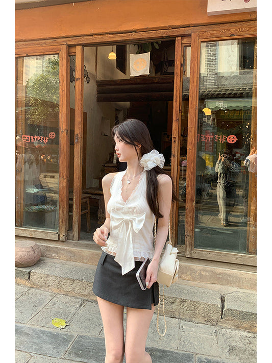 White French Halter Top