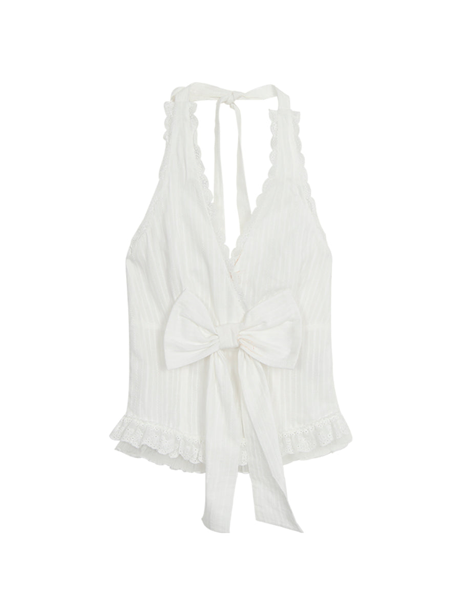 White French Halter Top