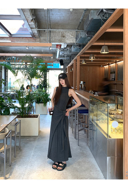 Hip Wrap Long High Neck Dress
