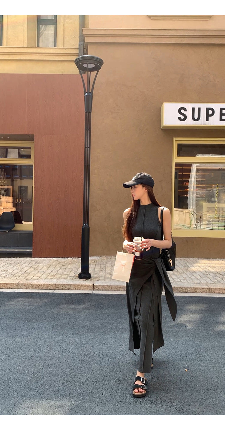 Hip Wrap Long High Neck Dress