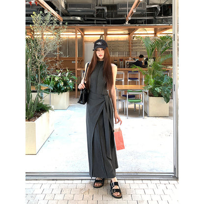 Hip Wrap Long High Neck Dress