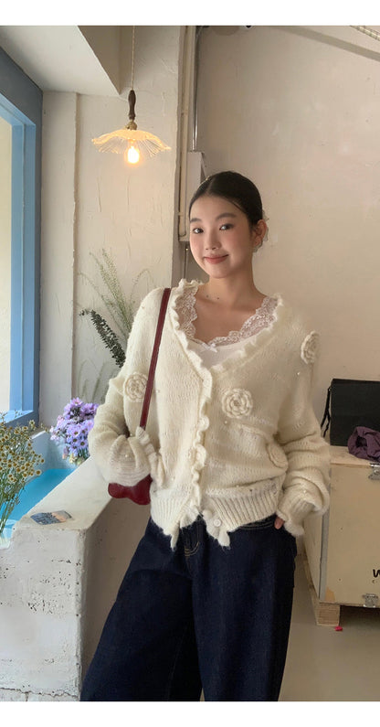 Retro Lace Trim Long Sleeve Top
