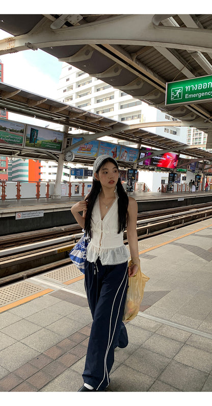 White Lace Tie Top
