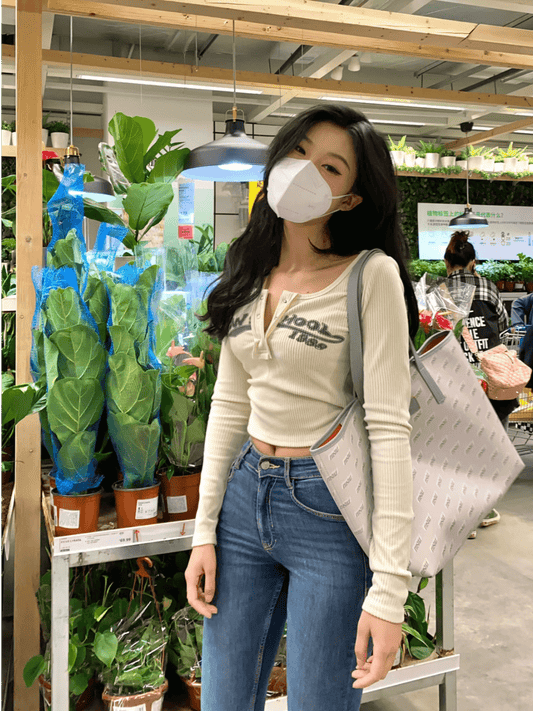 Vintage Cropped Long Sleeve Top