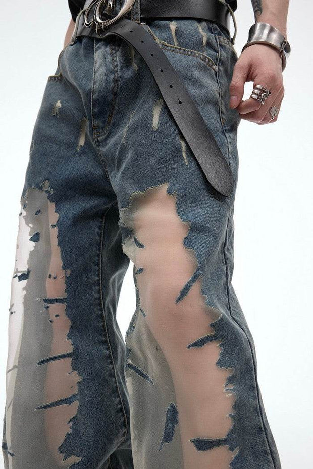 Mesh Stitching Loose Denim - My Store