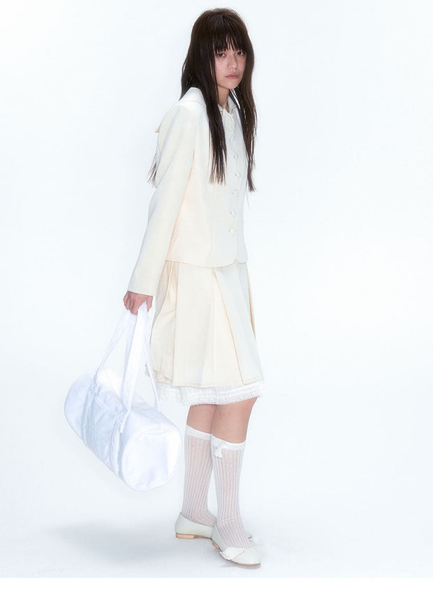 White Coat & Skirt Matching Set