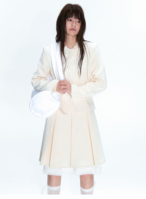 White Coat & Skirt Matching Set