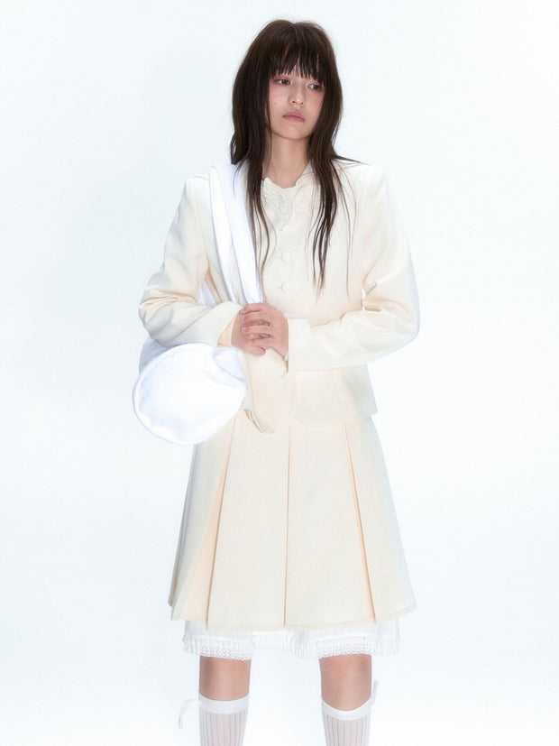 White Coat & Skirt Matching Set