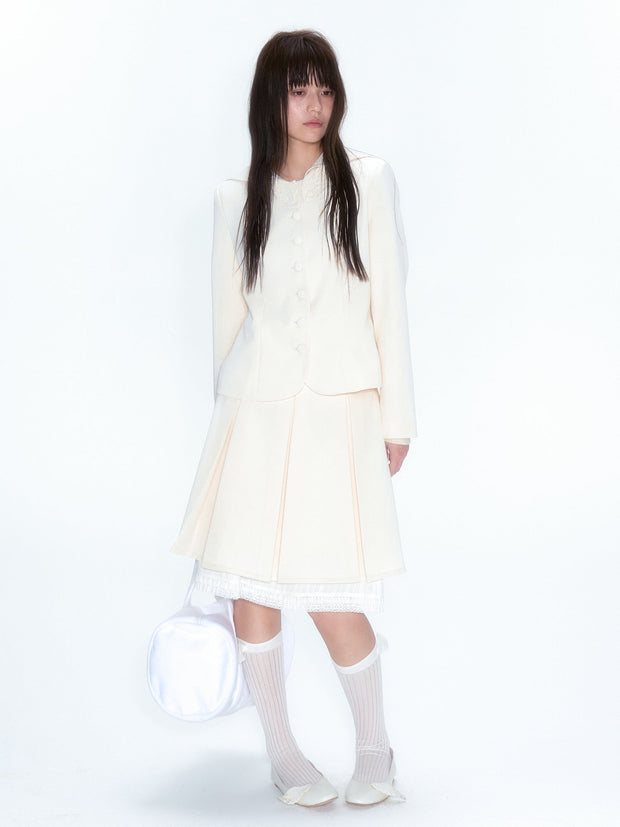 White Coat & Skirt Matching Set