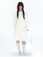 White Coat & Skirt Matching Set