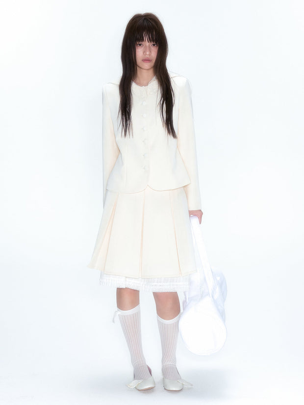 White Coat & Skirt Matching Set