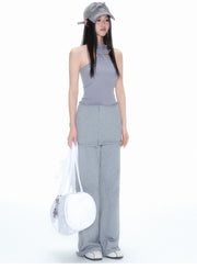 Detachable Skirt Straight-Leg Pants