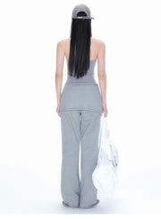 Detachable Skirt Straight-Leg Pants