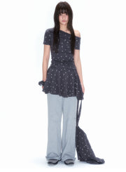 Detachable Skirt Straight-Leg Pants