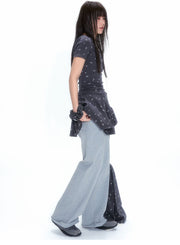 Detachable Skirt Straight-Leg Pants