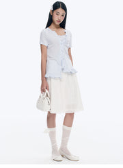 White Ballet Style Lace A-Line Skirt