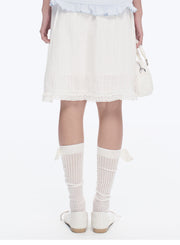 White Ballet Style Lace A-Line Skirt