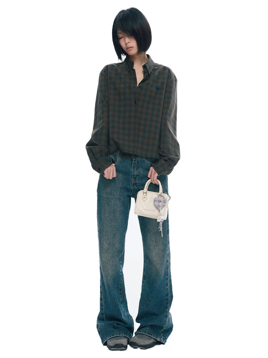 Plaid Waist Elastic Slimming Pants