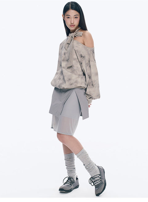 Double Layer Gauze Skirt Fake Two-Piece A-Line Skirt