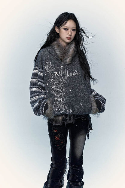 Embroidered Hooded Sweater - My Store