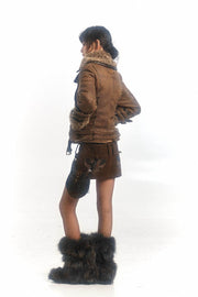 Shearling Leather Coat - My Store