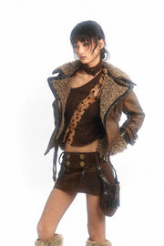 Shearling Leather Coat - My Store