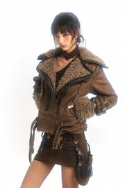 Shearling Leather Coat - My Store