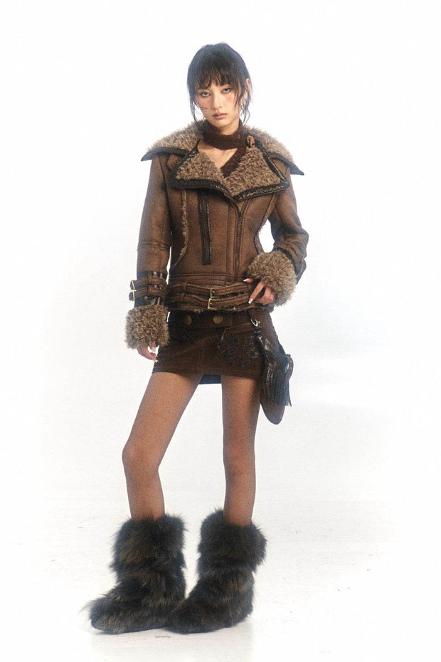 Shearling Leather Coat - My Store