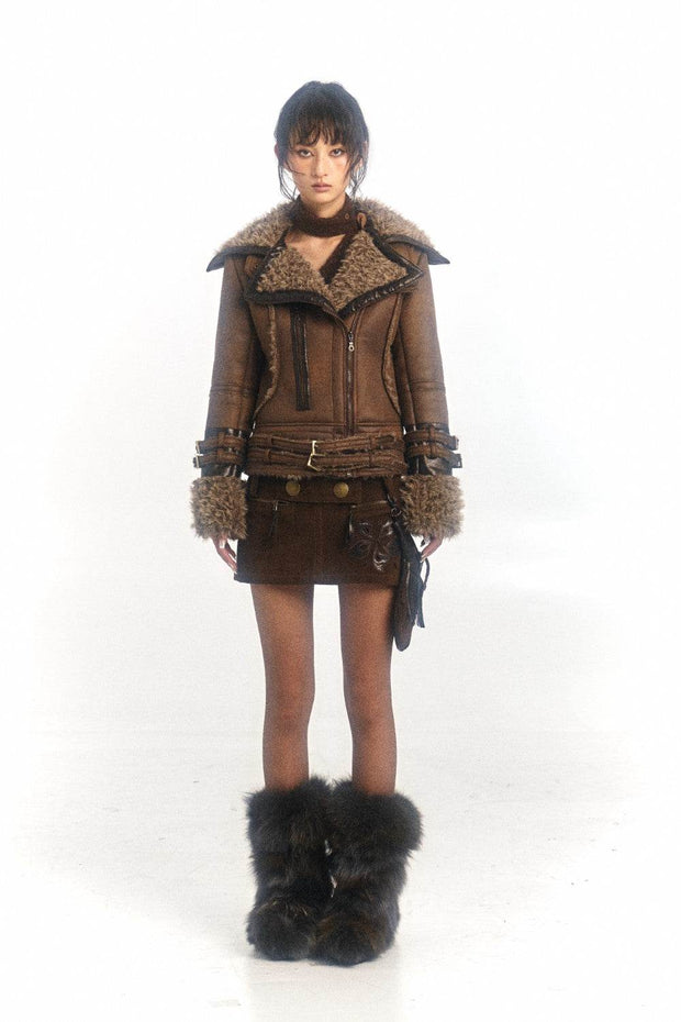 Shearling Leather Coat - My Store