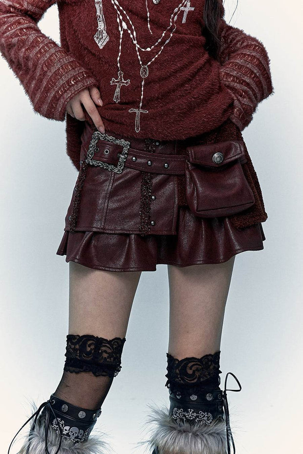 Burgundy Leather Skirt - My Store