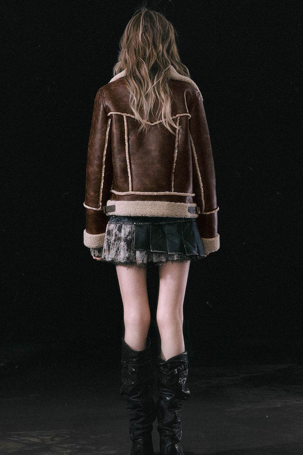 Buckled Leather Coat - My Store