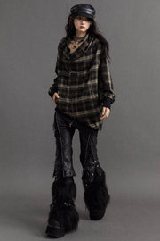 Asymmetrical Plaid Coat - My Store