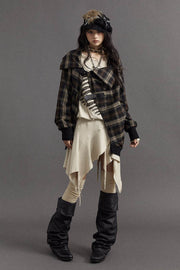 Asymmetrical Plaid Coat - My Store