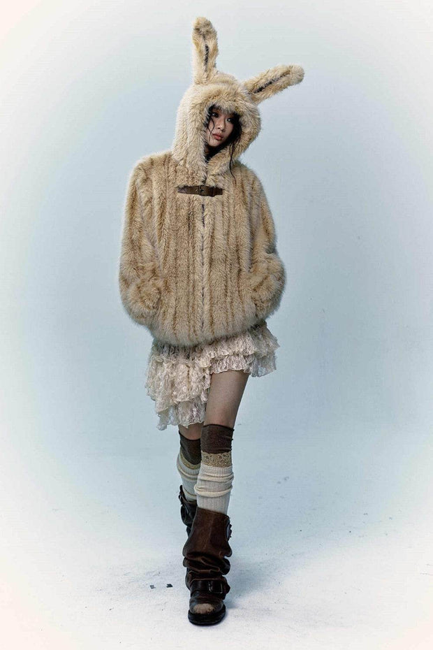 Fur Bunny Ear Coat - My Store