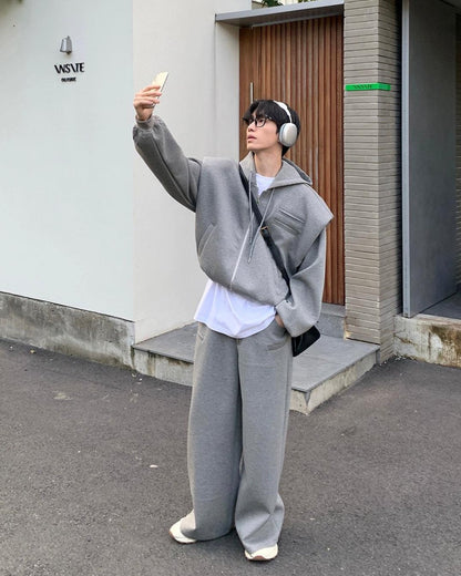 Casual Hoodie & Plain Sweatpants