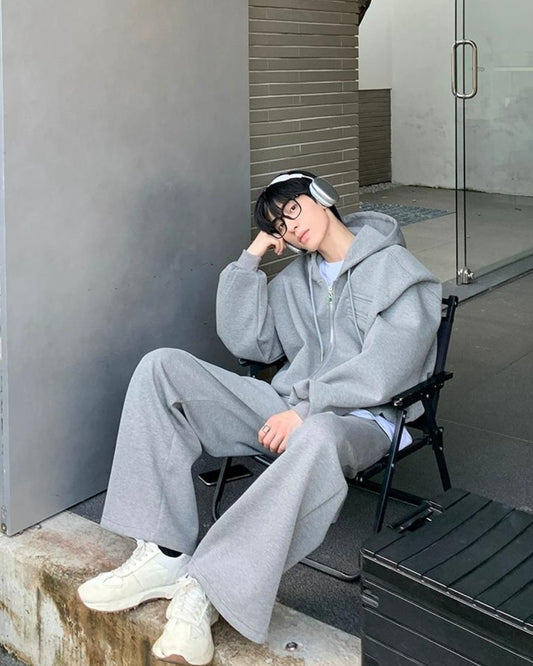 Casual Hoodie & Plain Sweatpants