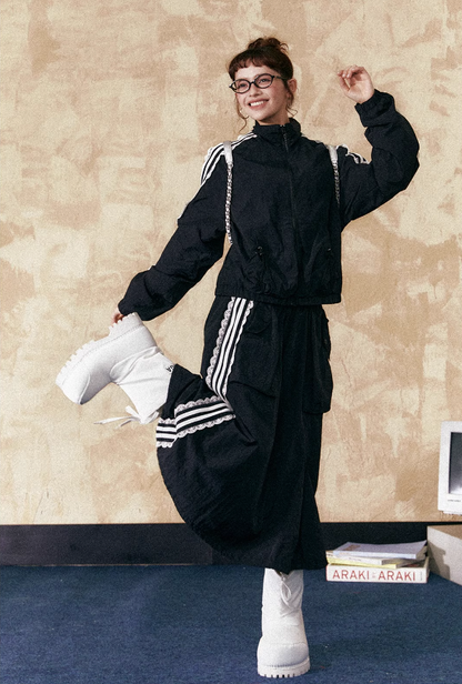 Athleisure Jacket & Skirt & Pants Set