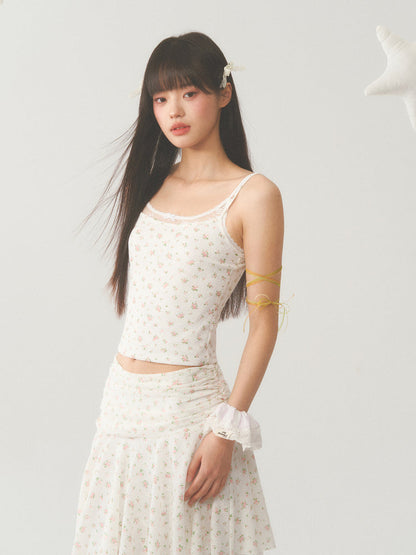 Floral Lace Trim Accent Top