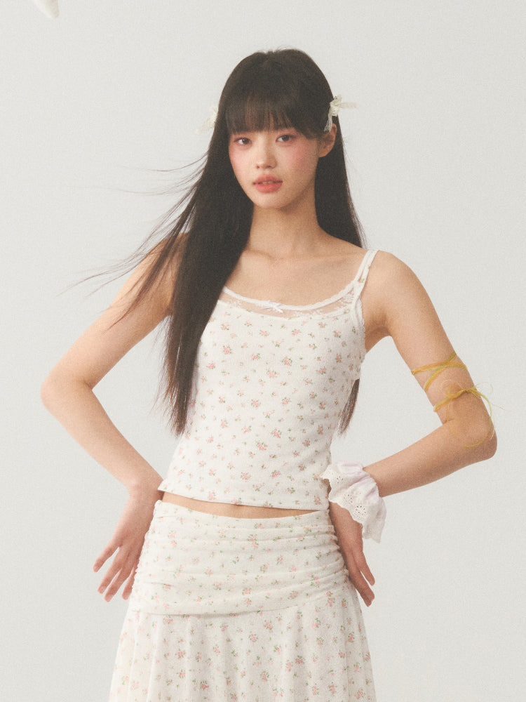 Floral Lace Trim Accent Top