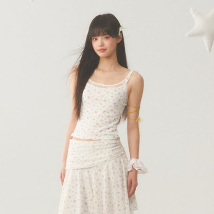 Floral Lace Trim Accent Top
