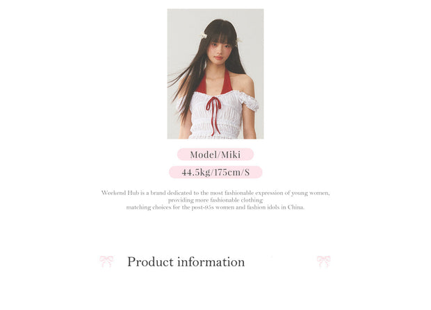 White Lace Accent Strap  Pink Top