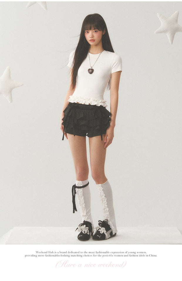 White Ruffle Crop Top
