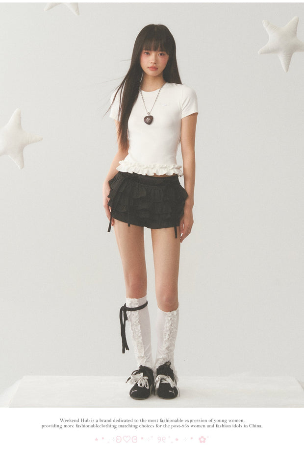 White Ruffle Crop Top