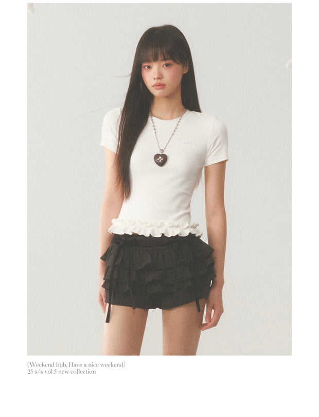 White Ruffle Crop Top