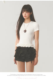 White Ruffle Crop Top