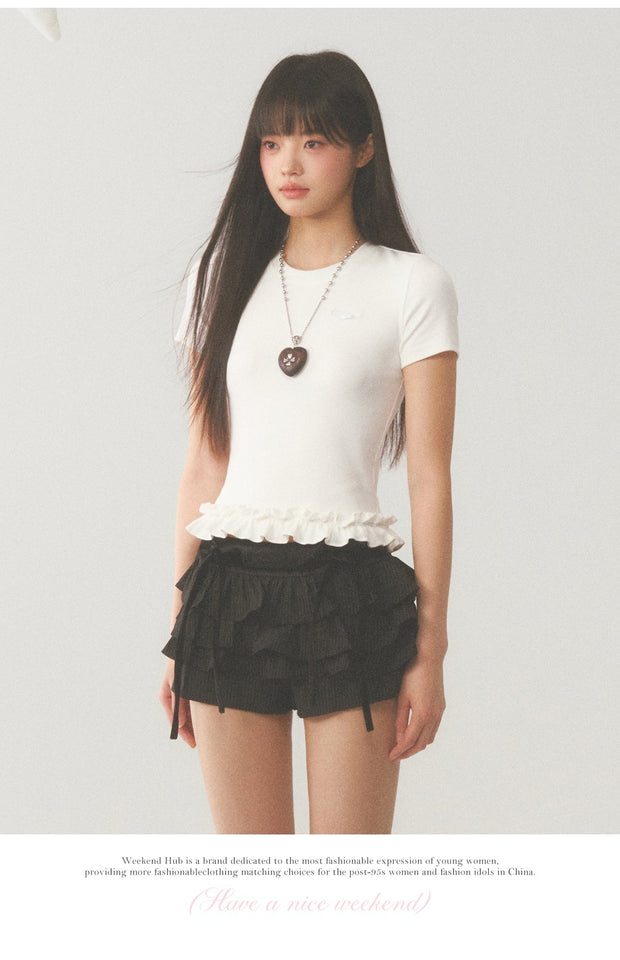 White Ruffle Crop Top