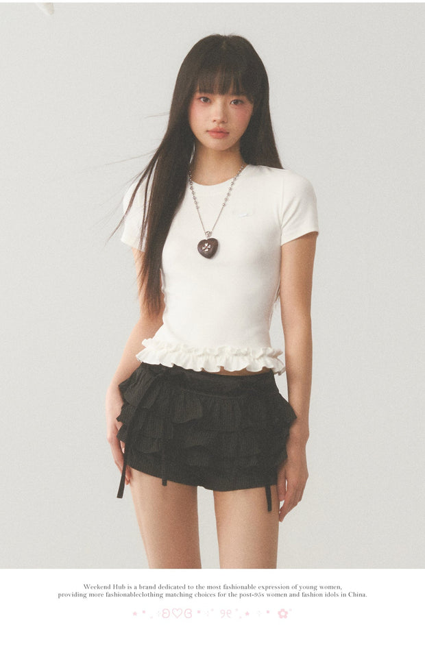 White Ruffle Crop Top