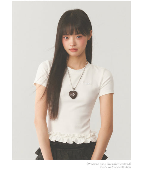 White Ruffle Crop Top