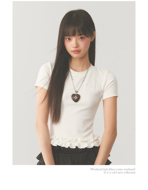 White Ruffle Crop Top