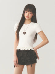 White Ruffle Crop Top